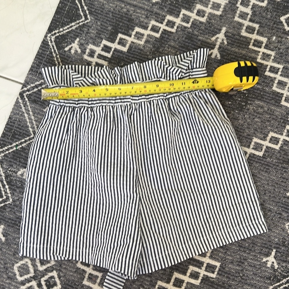 Zara Tie Waist Pinstripe Paperbag Shorts Charcoal White - Picture 5 of 6